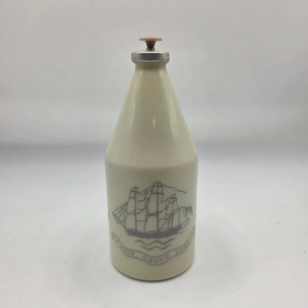 Vintage Old Spice Shulton After Shave Bottle Ship Grand Turk Milk Glass 4.75oz